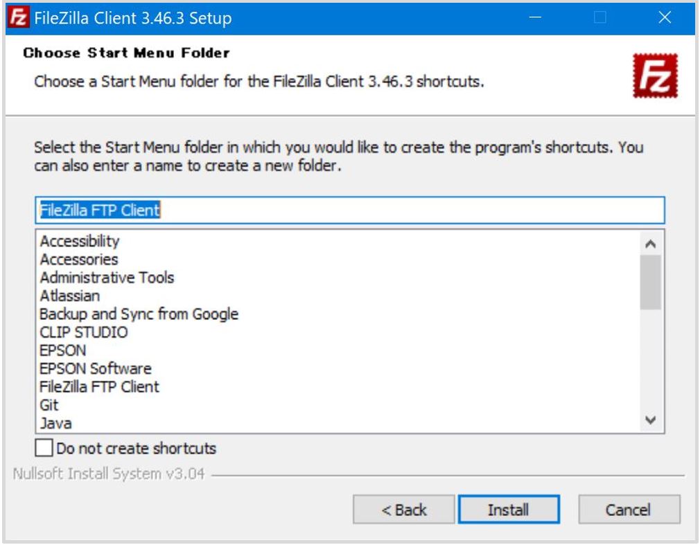 Choose Start Menu Folder